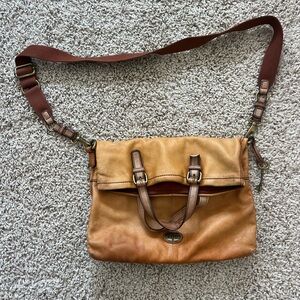 Vintage Fossil Tan and Brown Crossbody Bag